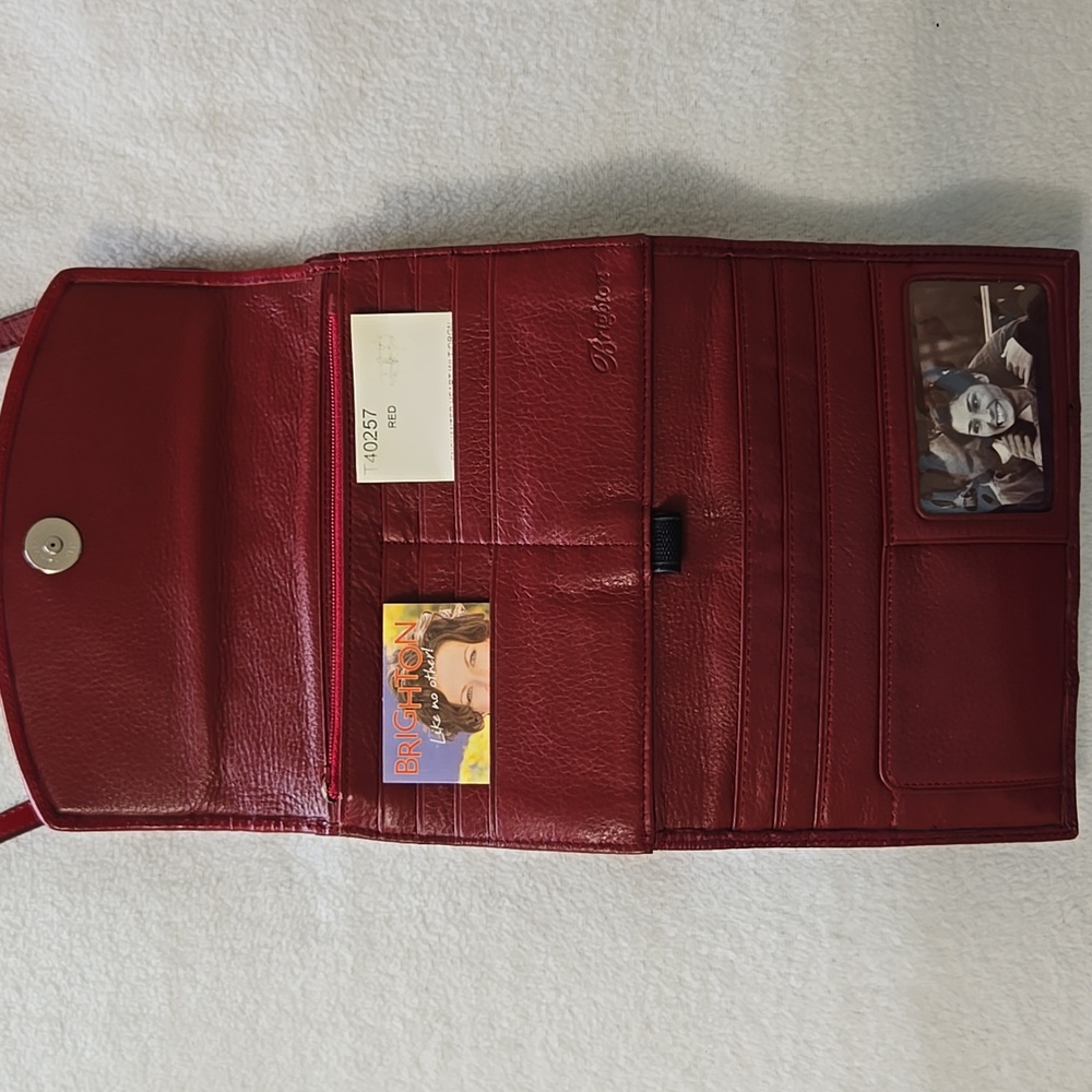 Brighton Red Leather Vintage Crossbody bag, New with tags.  27" drop - Picture 9 of 13
